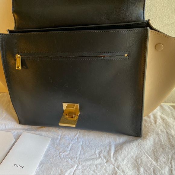 Celine trapeze bag. Bright blue suede and black leather - Picture 11 of 11